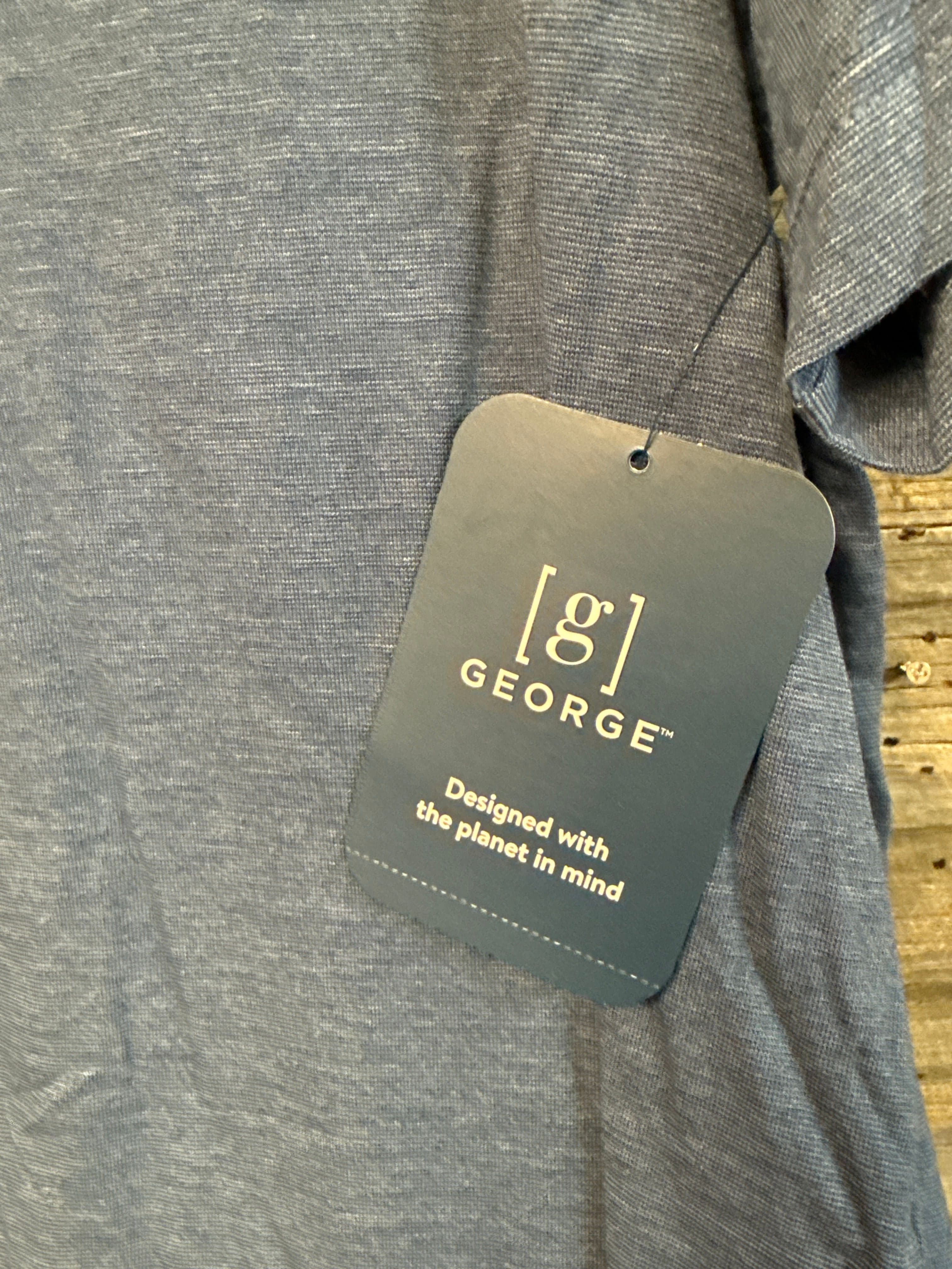 #6804 Size 2XL (50-52) George Short Sleeve Shirt Blue Stretch - Regular - Thumbnail 3