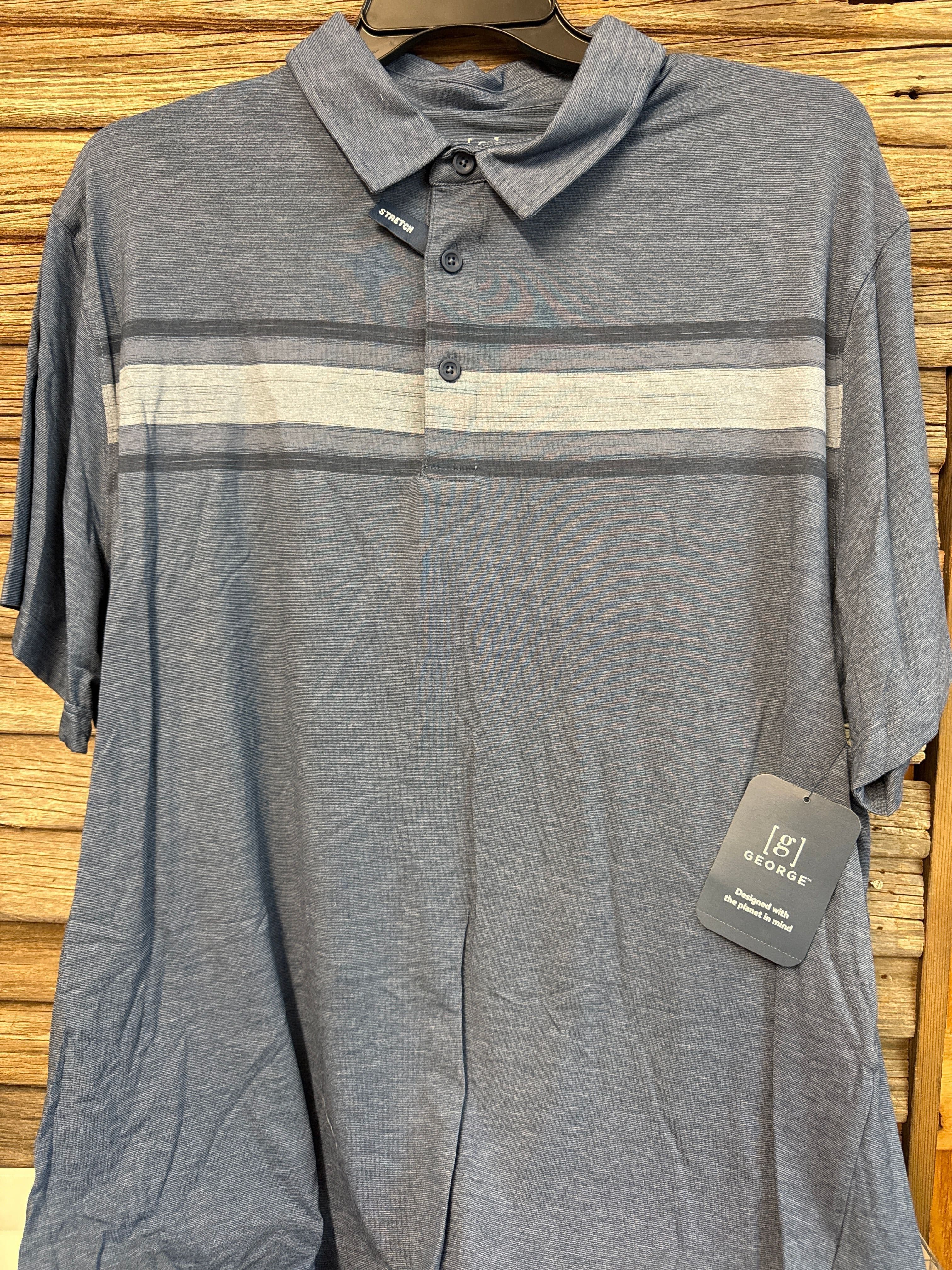 #6804 Size 2XL (50-52) George Short Sleeve Shirt Blue Stretch - Regular