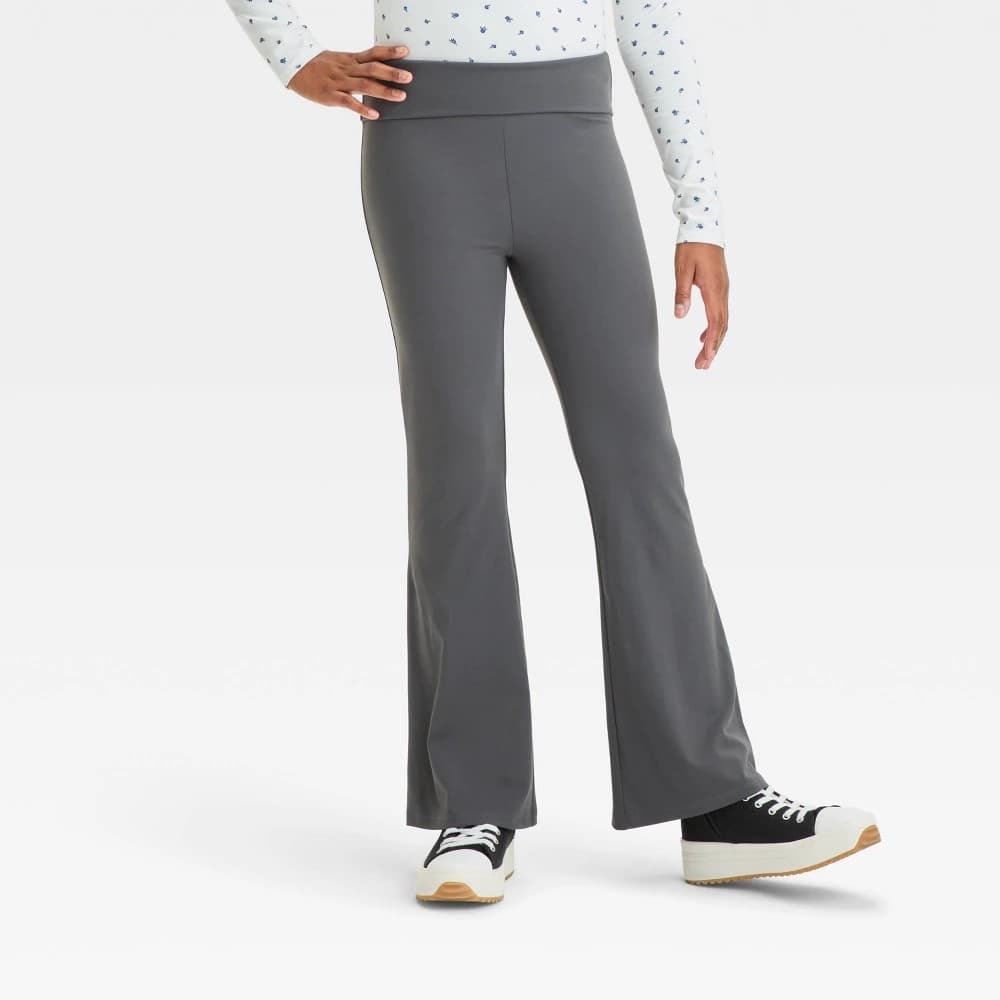 Girls' Foldover Flare Pants - Art Class Dark Gray M - Regular