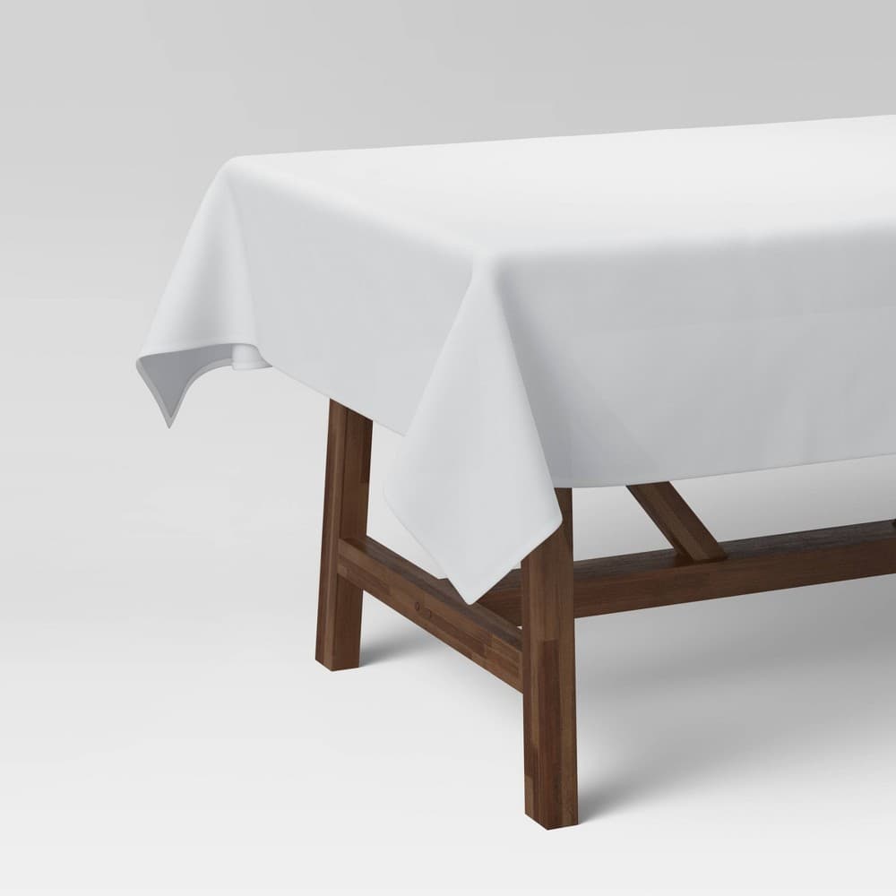 120" X 60" Solid Tablecloth White - Threshold™: Rectangle, Cotton & Recycled Polyester, Machine Washable, OEKO-TEX Certified - Regular