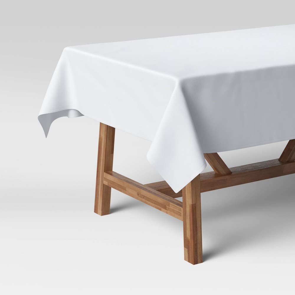 84" X 60" Solid Tablecloth White - Threshold™: Rectangle, Traditional, Cotton & Recycled Polyester, Machine Washable - Regular