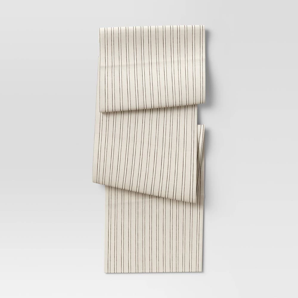 108" X 14" Cotton Striped Table Runner Natural - Threshold™: Traditional Summer Tablecloth, OEKO-TEX Certified - Regular