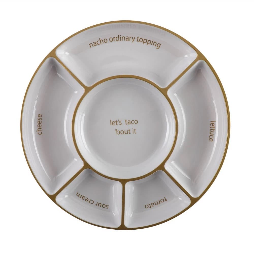 Cook with Color Round Sectional Serving Platter Cream/Gold - Regular