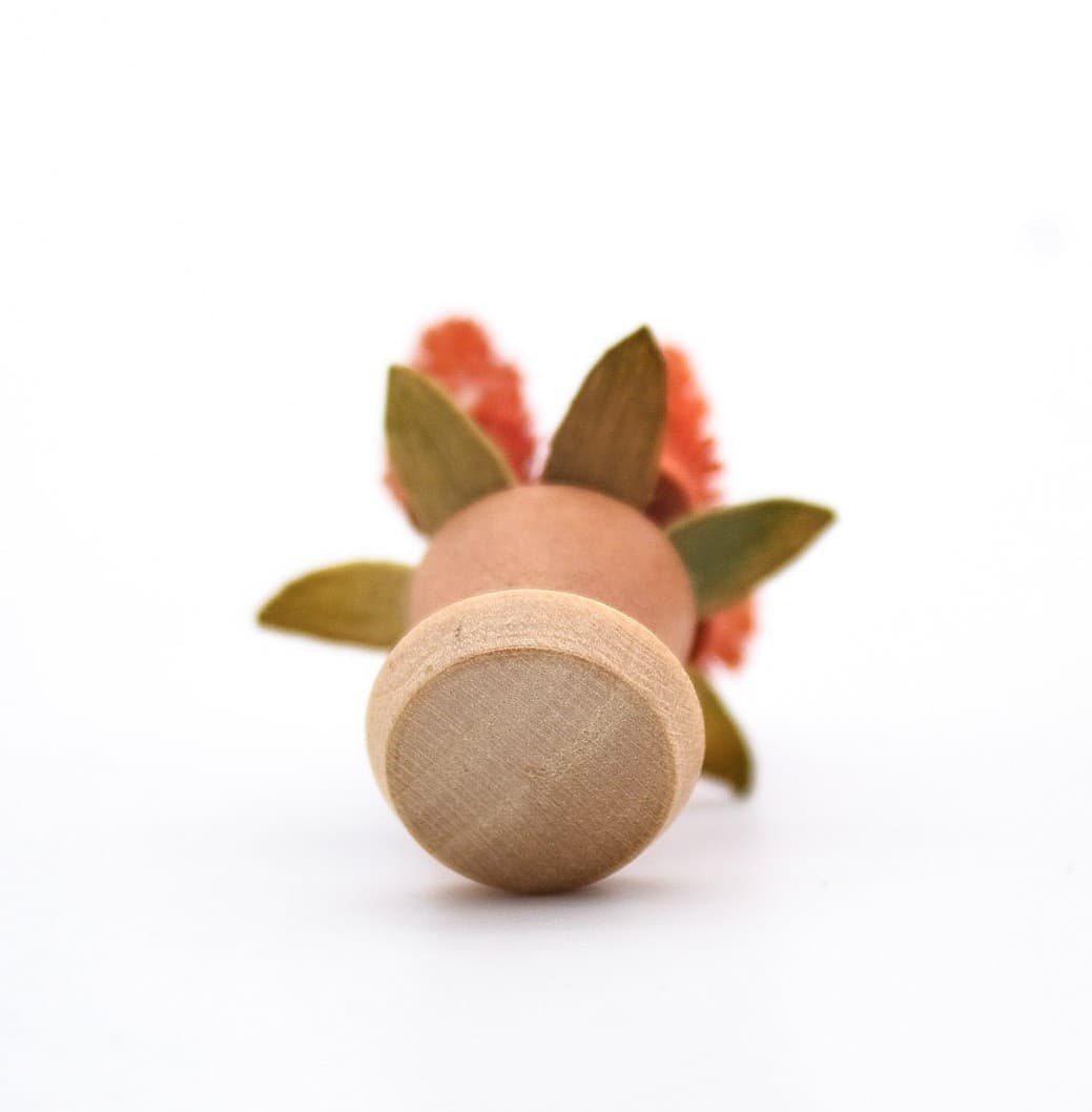 Vintage Miniature Dollhouse Orange Paper Celosia Plant Flower Accesory - Thumbnail 3