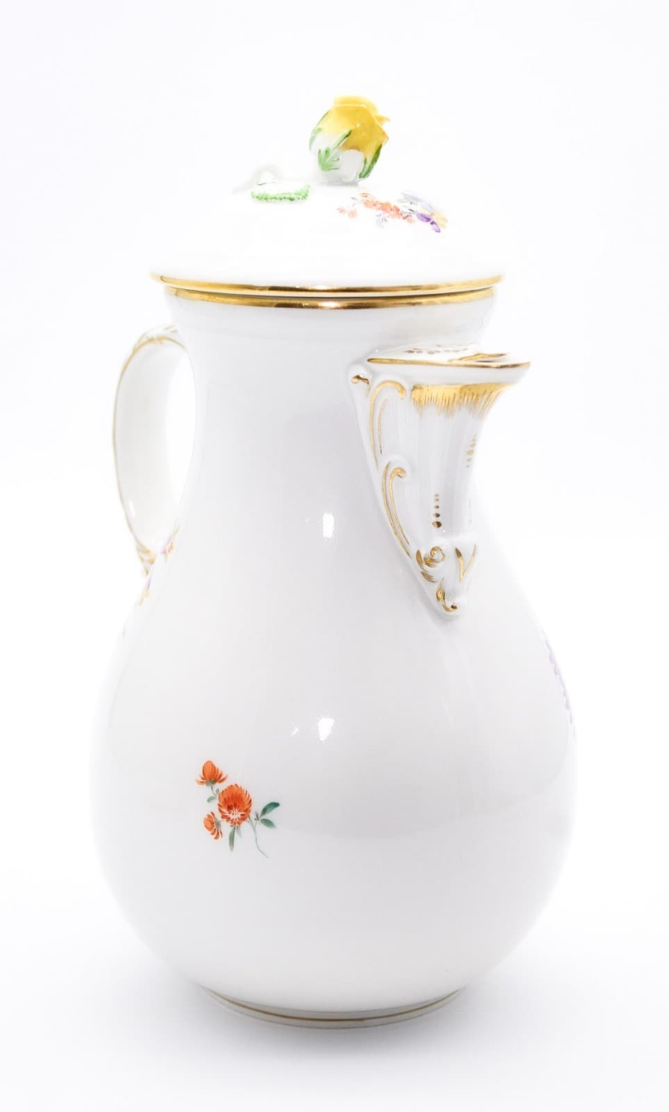 Meissen Germany Hand Painted Bunte Blume Pattern Porcelain Coffee Pot - Thumbnail 9