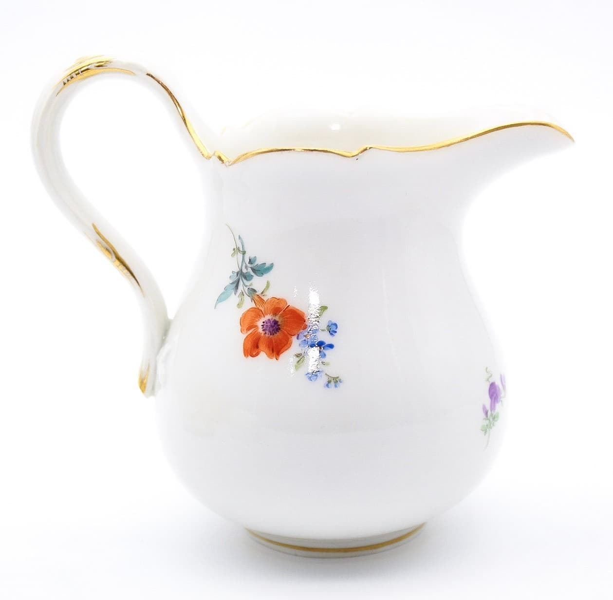 Meissen Germany Hand Painted Bunte Blume Pattern Porcelain Sugar Bowl & Creamer - Thumbnail 4