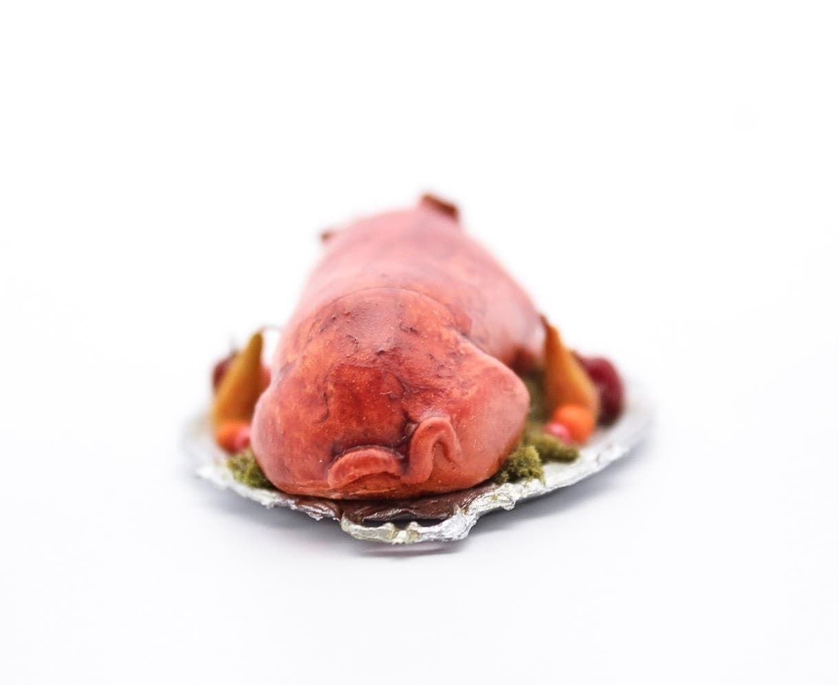 Vintage Miniature Dollhouse Roasted Suckling Pig Hand Painted Accesory 1:12 - Thumbnail 6