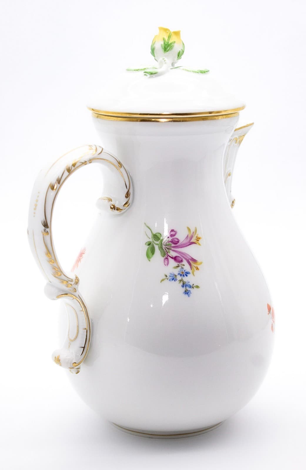 Meissen Germany Hand Painted Bunte Blume Pattern Porcelain Coffee Pot - Thumbnail 3