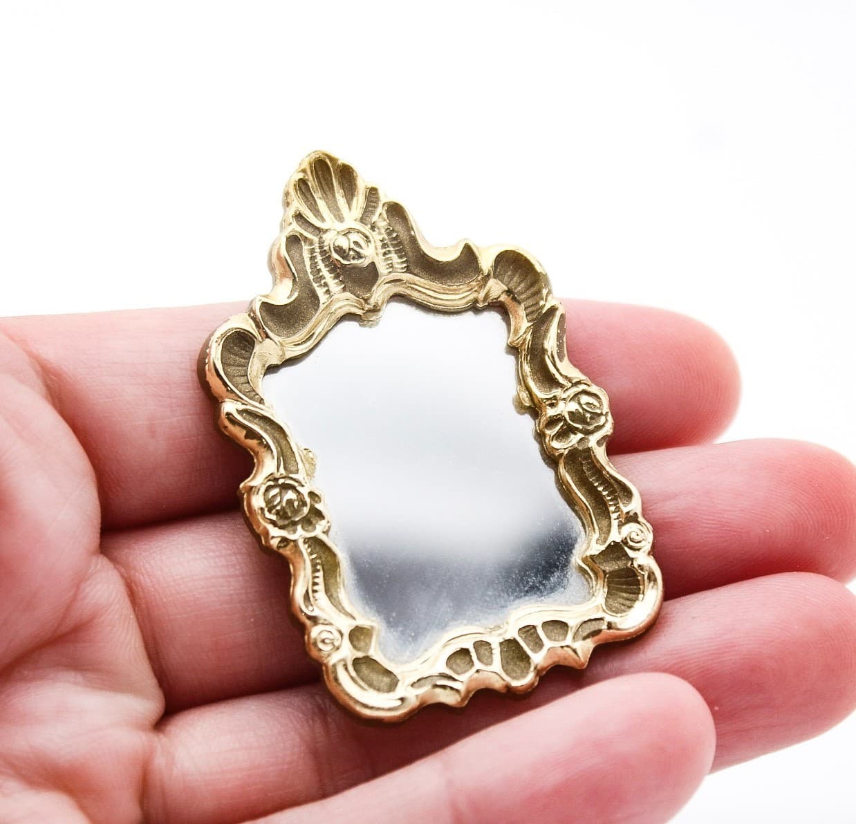 Vintage Sufa Sweden Plastic Gold Gilt Miniature Dollhouse Decorative Wall Mirror - Thumbnail 2