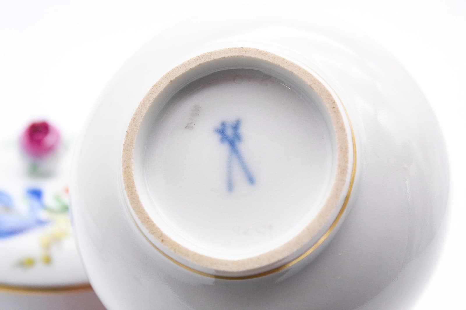 Meissen Germany Hand Painted Bunte Blume Pattern Porcelain Sugar Bowl & Creamer - Thumbnail 9