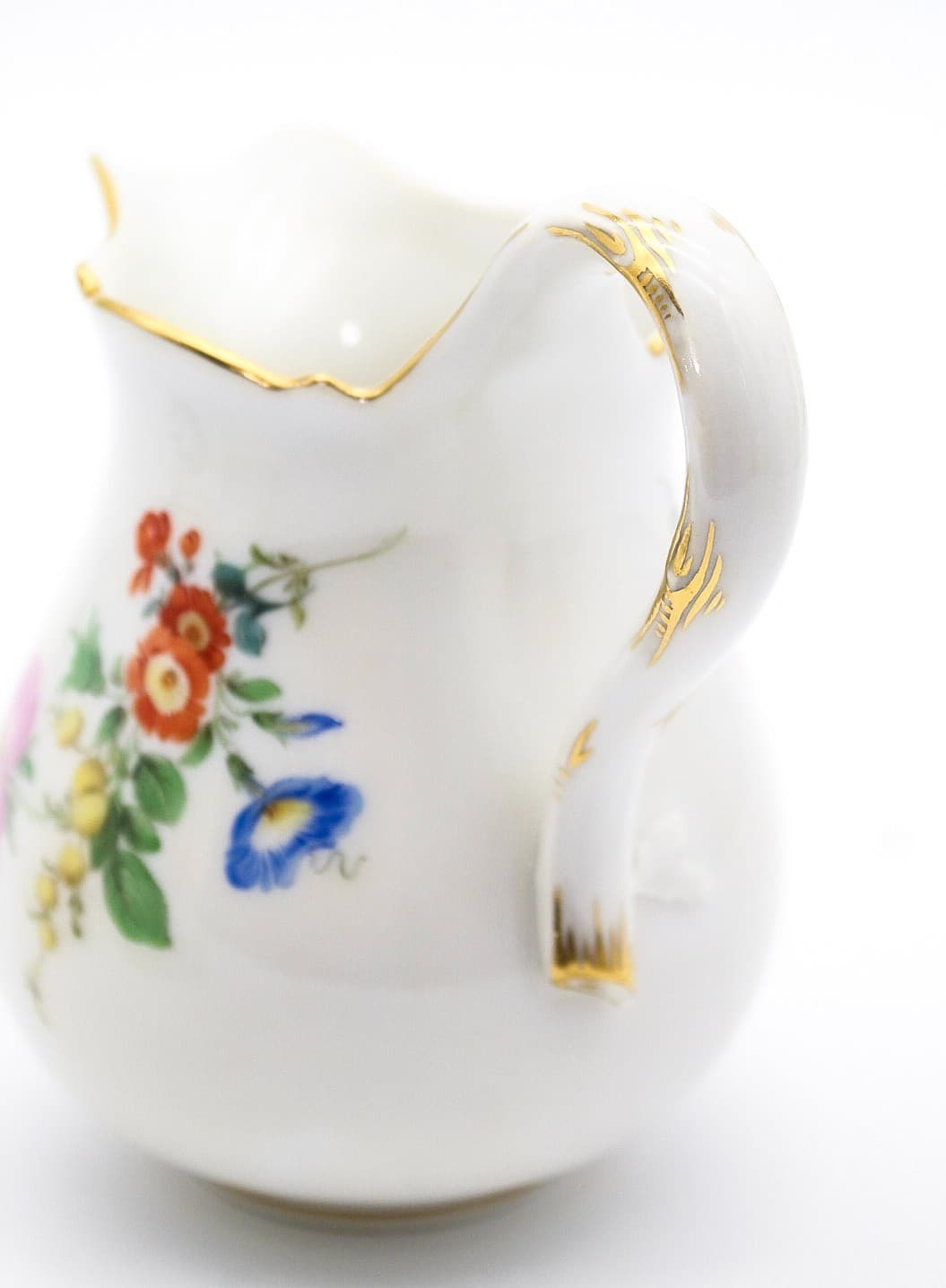 Meissen Germany Hand Painted Bunte Blume Pattern Porcelain Sugar Bowl & Creamer - Thumbnail 3
