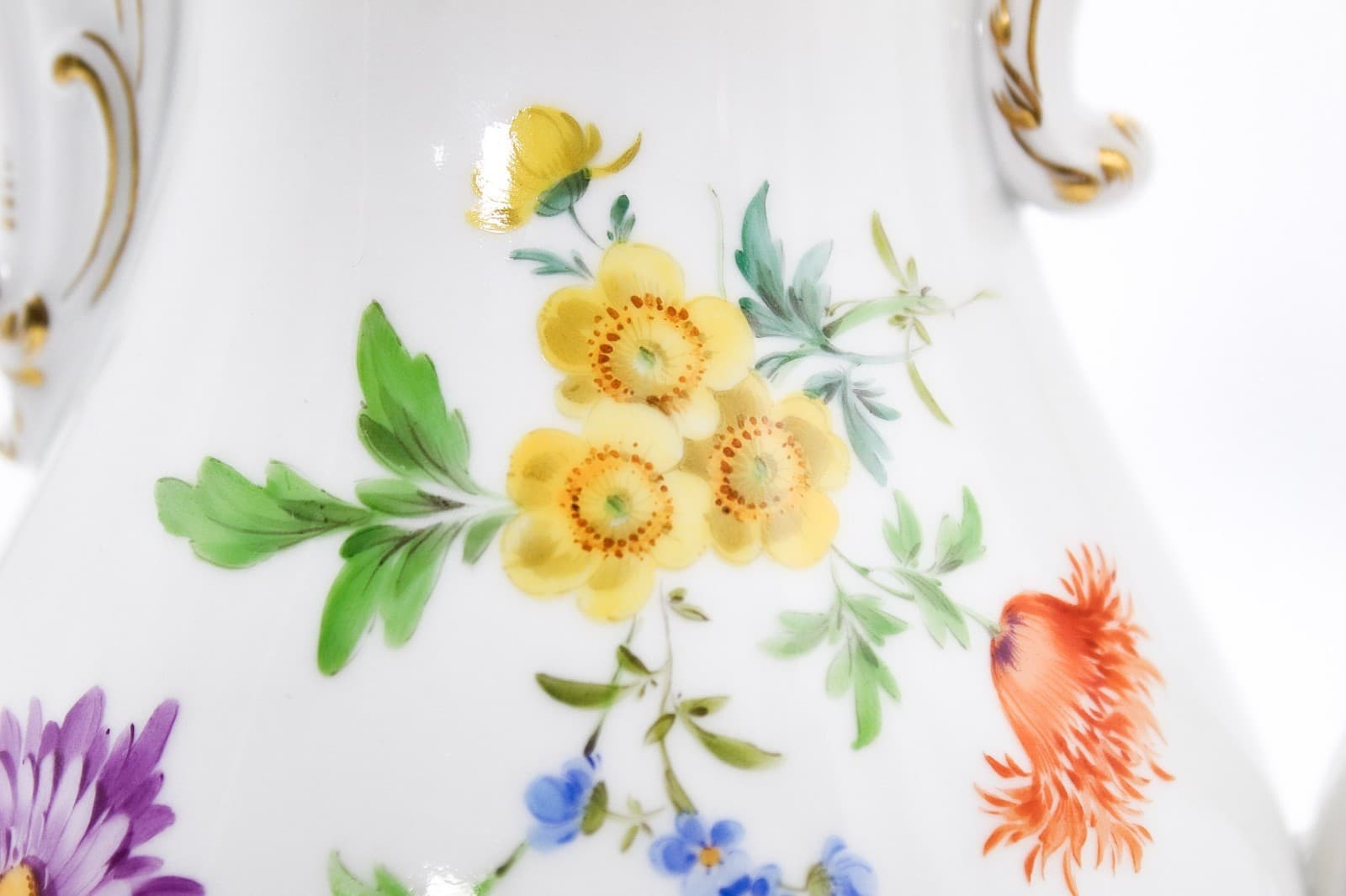 Meissen Germany Hand Painted Bunte Blume Pattern Porcelain Coffee Pot - Thumbnail 6