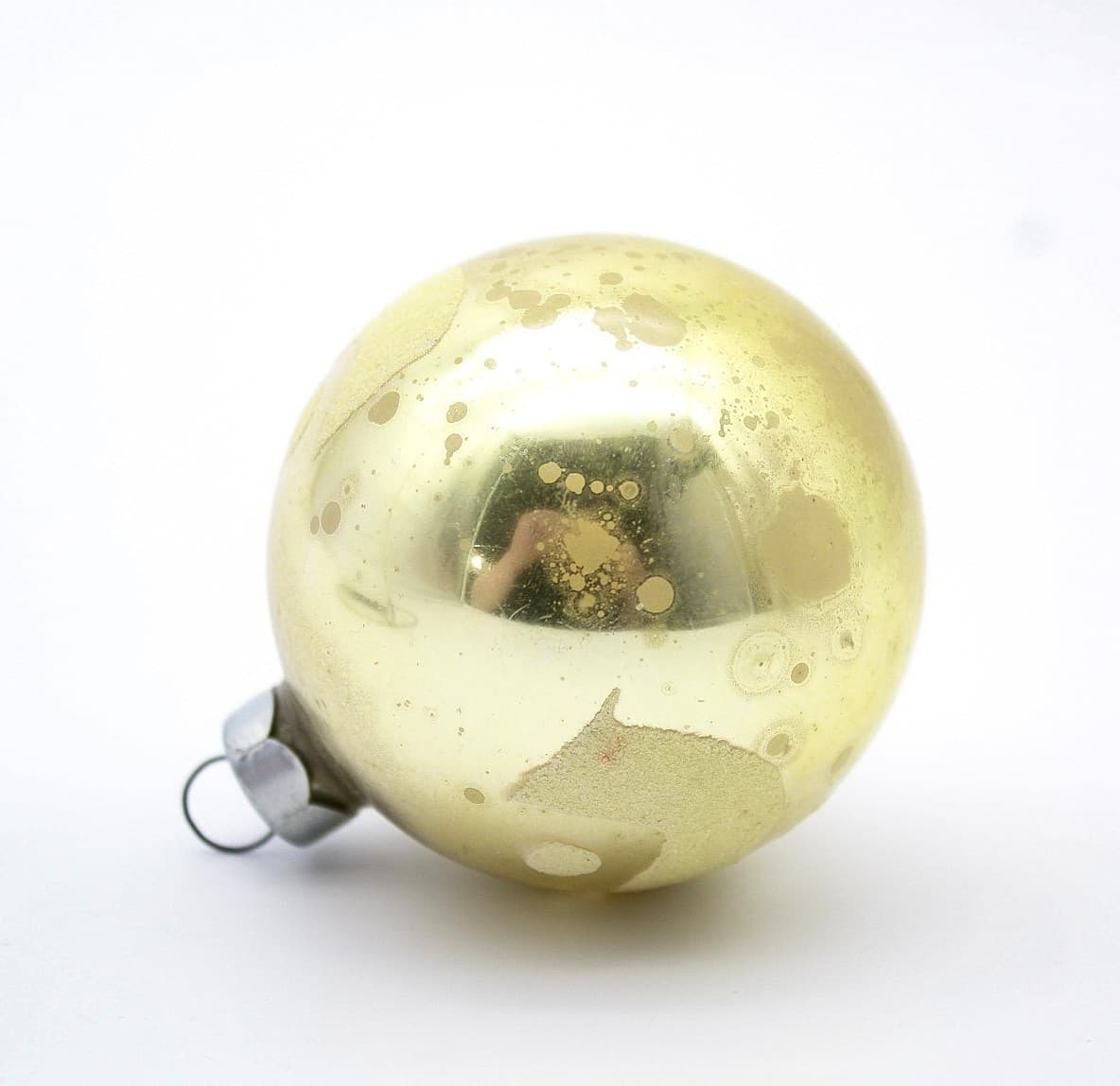 Shiny Brite Gold Mica Wavy Dotted Ball Glass Christmas Ornament Vintage - Thumbnail 2