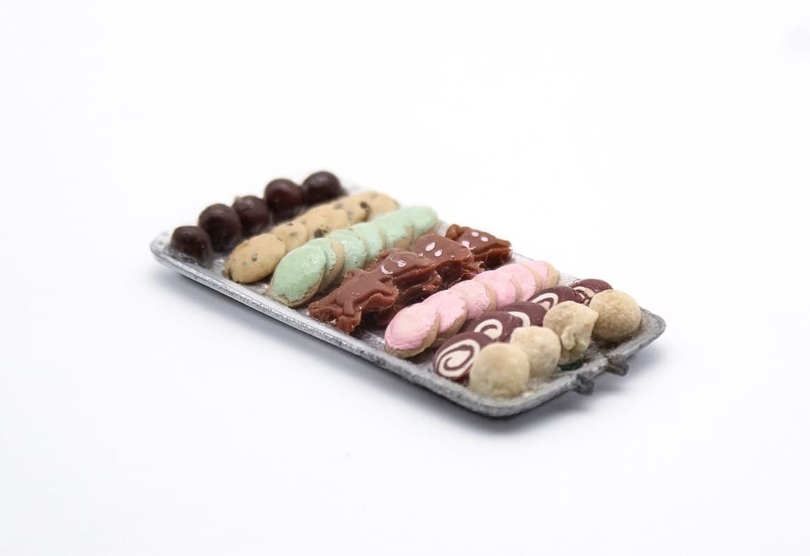 Vintage Miniature Dollhouse Assorted Bakes Cookies On Tray Kitchen Accessory - Thumbnail 3