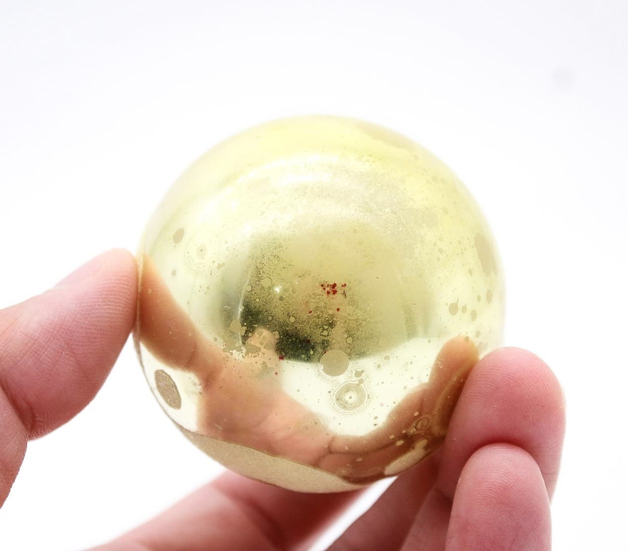 Shiny Brite Gold Mica Wavy Dotted Ball Glass Christmas Ornament Vintage - Thumbnail 3
