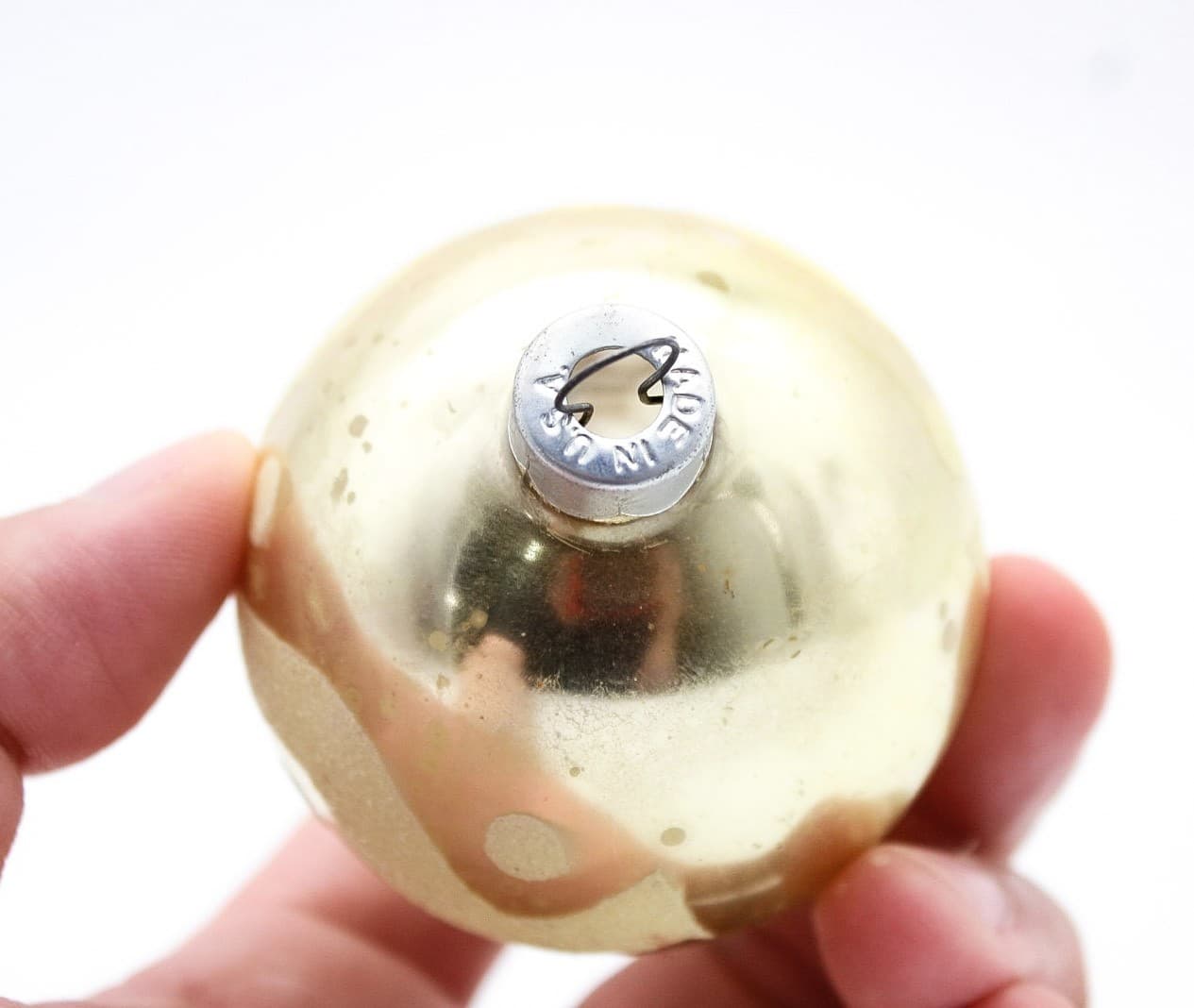 Shiny Brite Gold Mica Wavy Dotted Ball Glass Christmas Ornament Vintage - Thumbnail 4