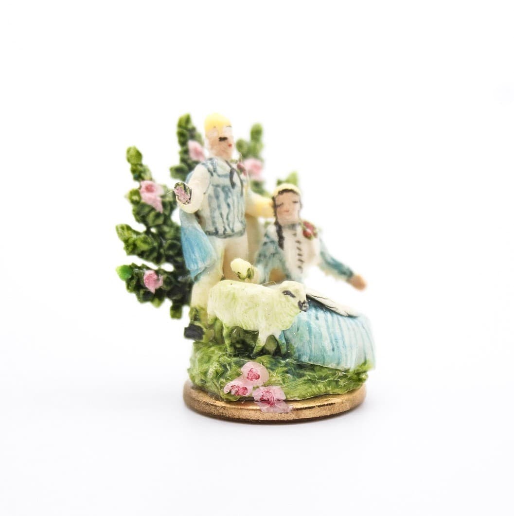 Kay Lweis Staffordshire Vintage Man Woman & Sheep Miniiature Dollhouse Figurine - Thumbnail 7