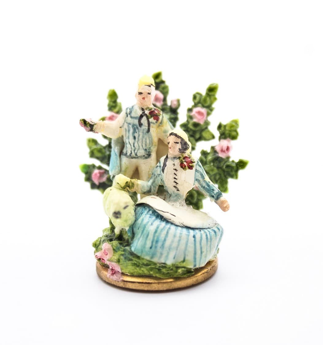 Kay Lweis Staffordshire Vintage Man Woman & Sheep Miniiature Dollhouse Figurine - Thumbnail 8