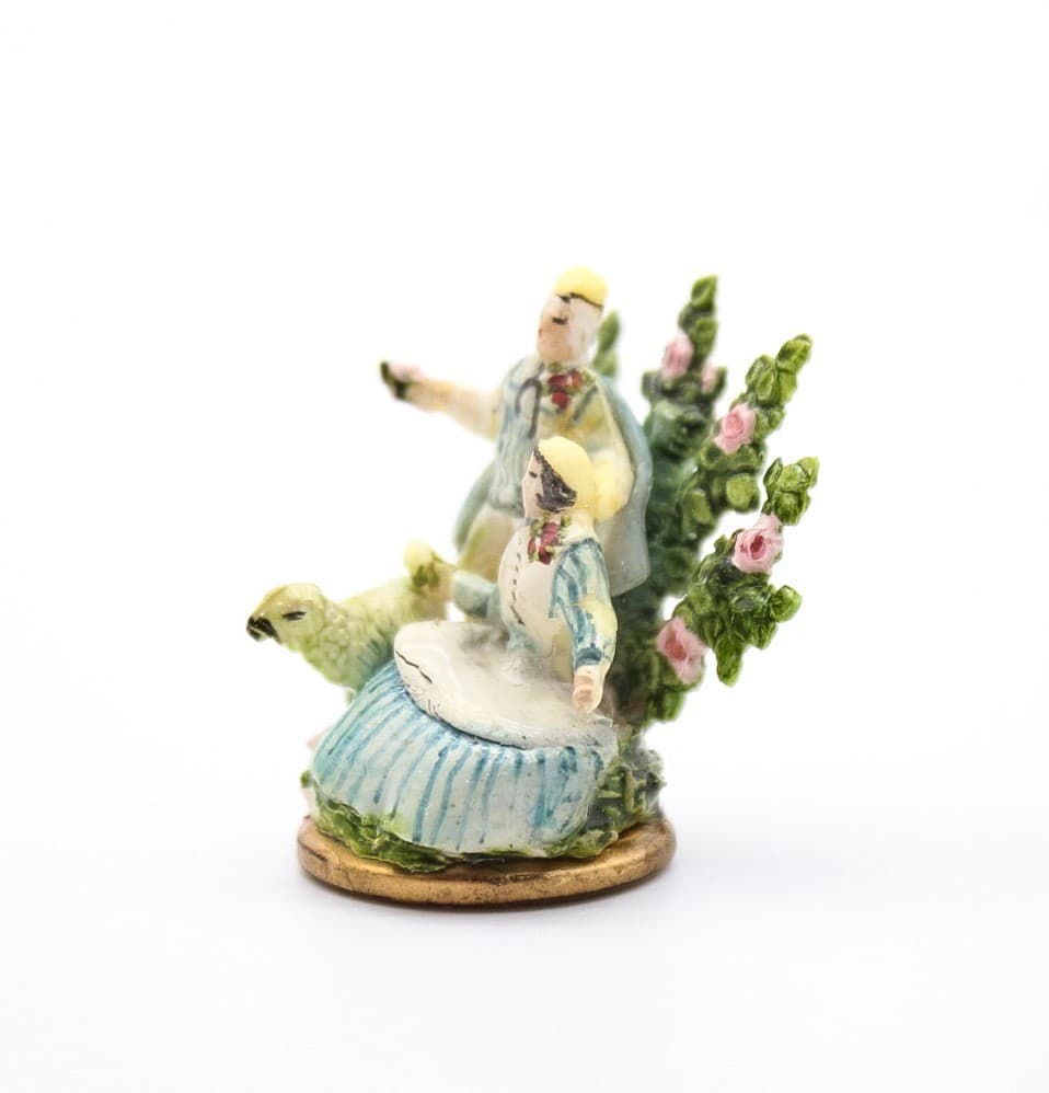 Kay Lweis Staffordshire Vintage Man Woman & Sheep Miniiature Dollhouse Figurine - Thumbnail 5