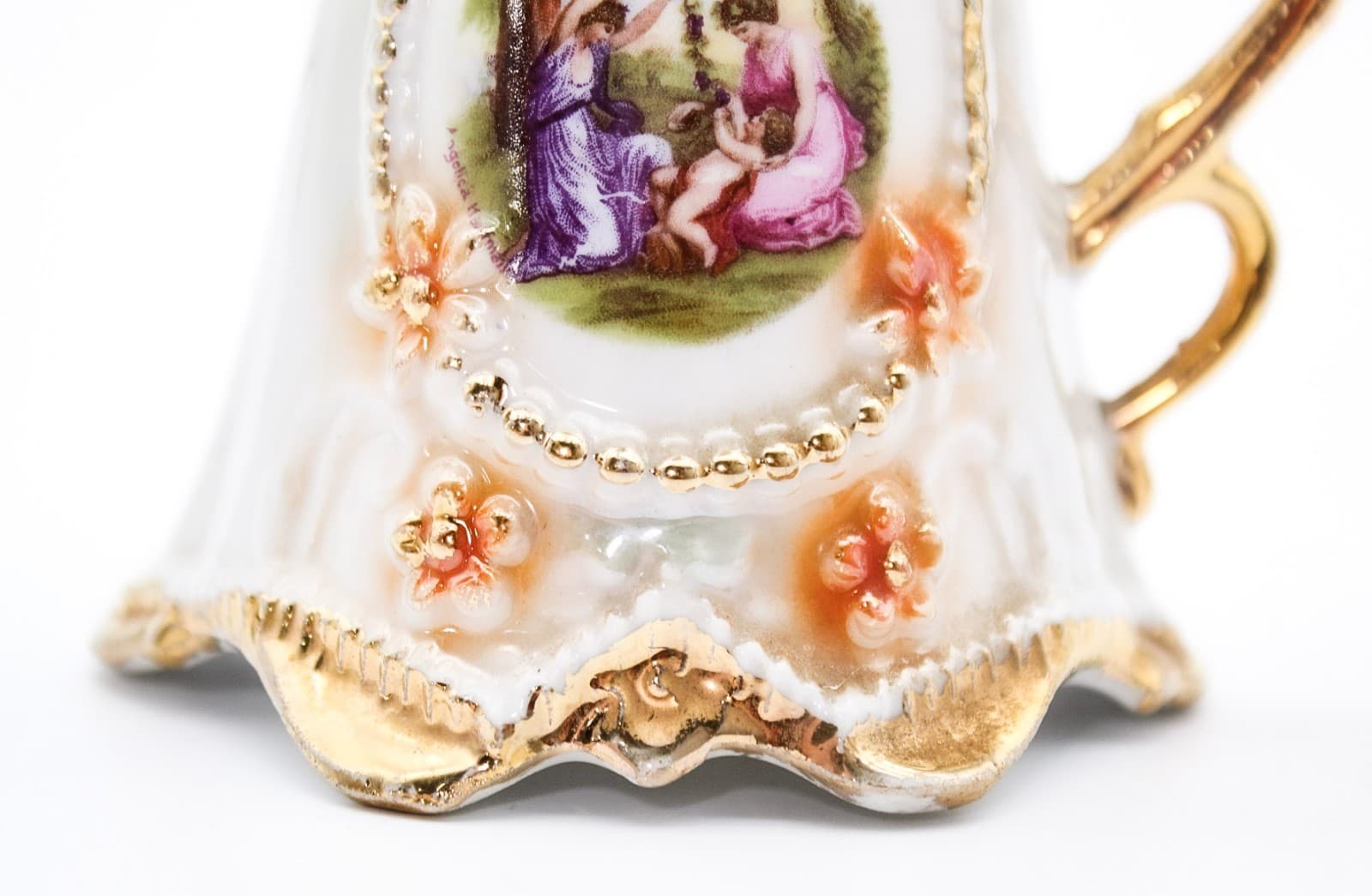 Antique Made In Germany Victorian Style Gilt Accents Courting Porcelain Creamer - Thumbnail 6