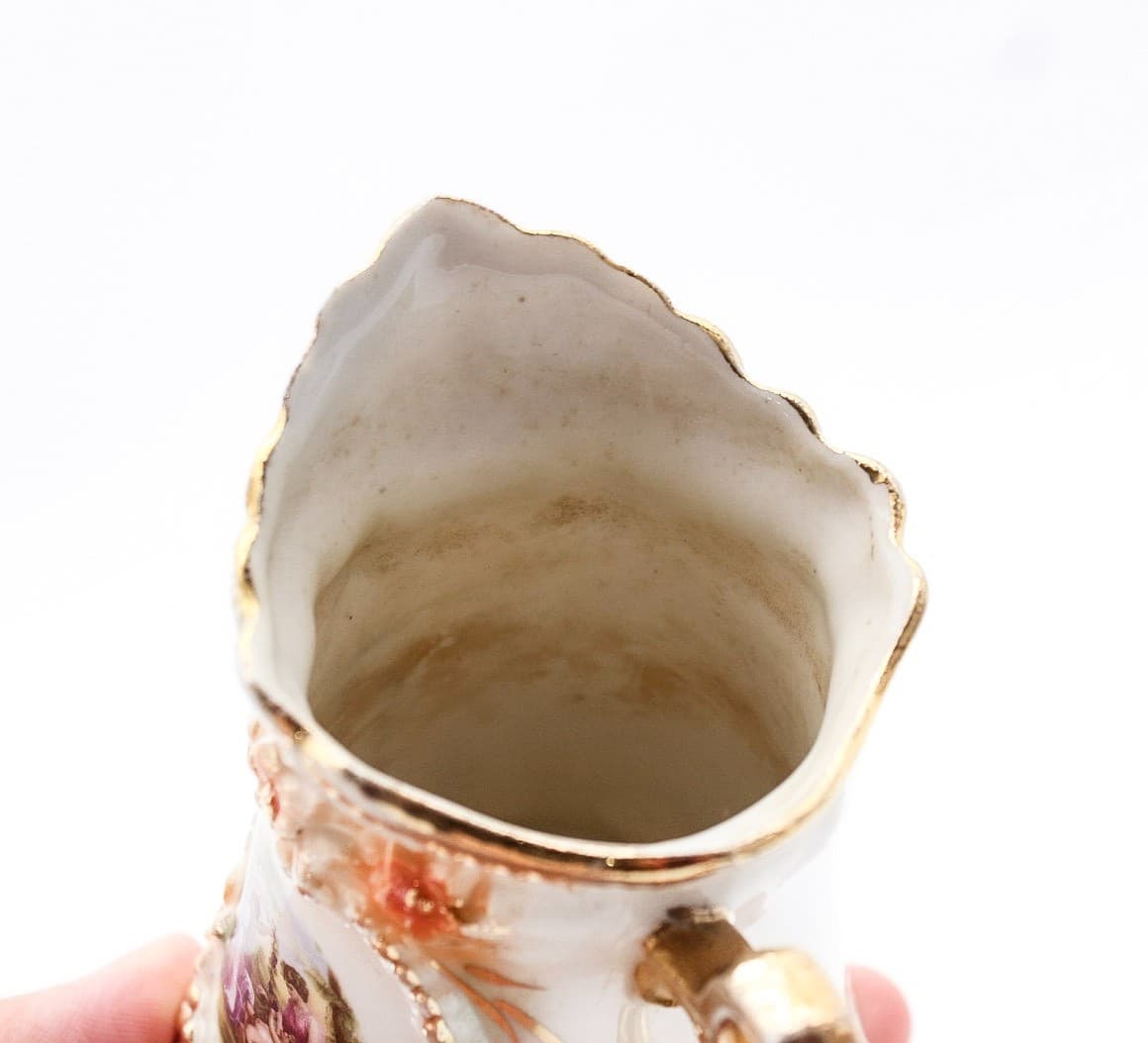 Antique Made In Germany Victorian Style Gilt Accents Courting Porcelain Creamer - Thumbnail 10