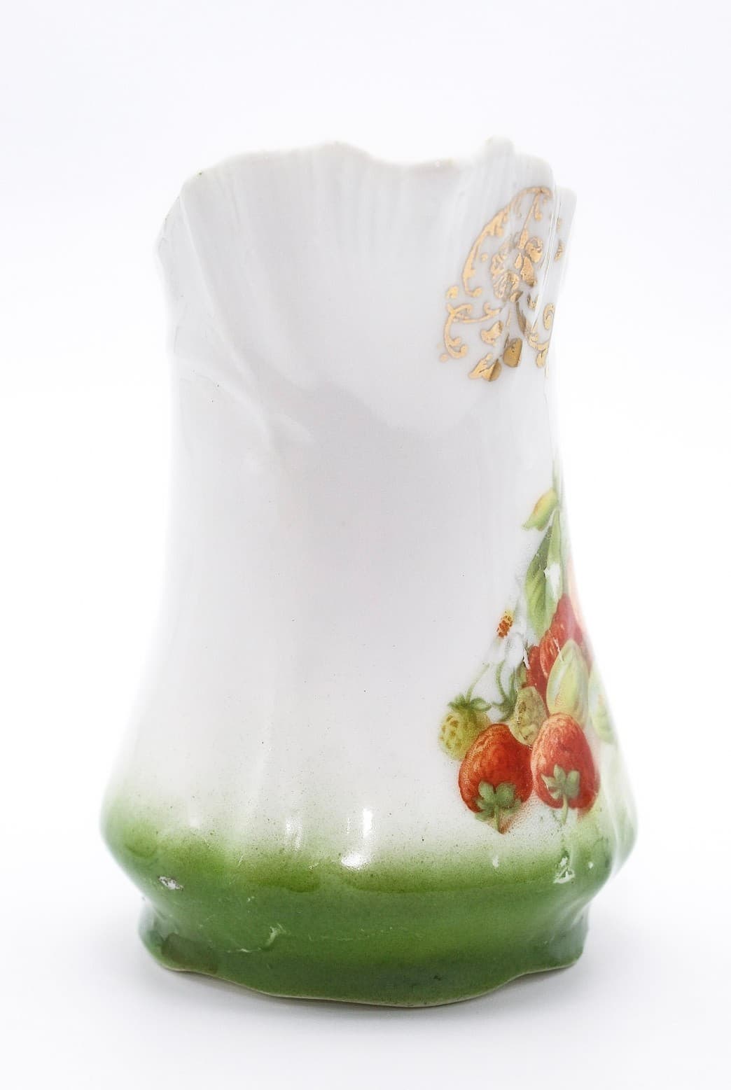 Lehmann Arzberg Antique Bavaria Strawberry Motif Gilt Accent Porcelain Creamer - Thumbnail 3