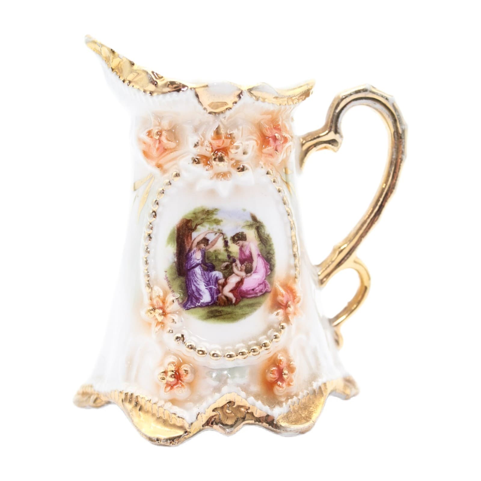 Antique Made In Germany Victorian Style Gilt Accents Courting Porcelain Creamer