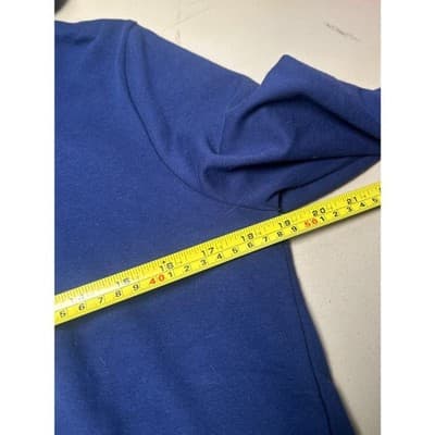 J. Crew blue pullover hooded sweatshirt with rainbow stitching Small - Thumbnail 6