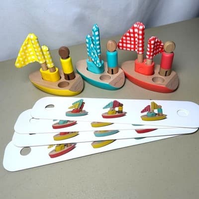 Lovevery Pattern Match Boats & Cards Set The Analyst Montessori Play Kit - Thumbnail 3