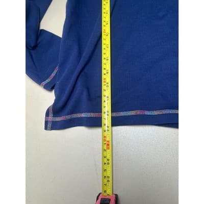 J. Crew blue pullover hooded sweatshirt with rainbow stitching Small - Thumbnail 7