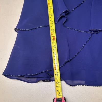 Patra Navy Tiered Evening Dress w/ Beaded Scallop Layers Size 18 - Thumbnail 8