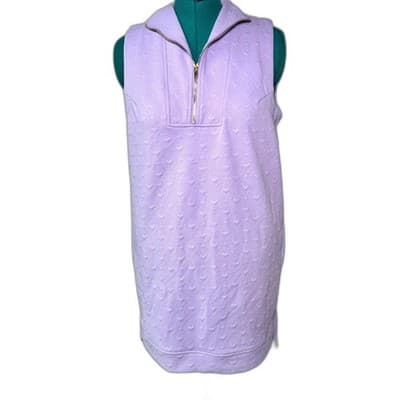 Umgee Heart Knit Jacquard Sleeveless Half-Zip Mini Dress Small - Thumbnail 2