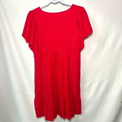 Knox Rose red flutter-sleeve V-neck Y2K Babydoll Strawberry dress XS - Thumbnail 4