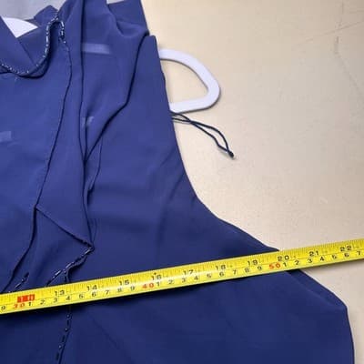 Patra Navy Tiered Evening Dress w/ Beaded Scallop Layers Size 18 - Thumbnail 9