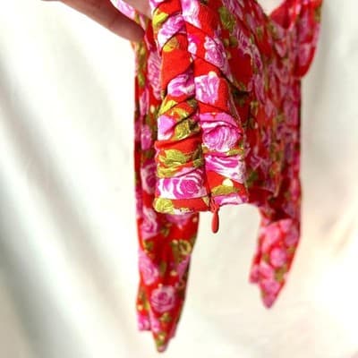Zara floral long-sleeve crop top sweetheart neckline Coquette Small - Thumbnail 5