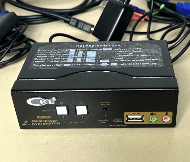 2 Port HDMI KVM Switch 4K Dual Monitor Extended Display W/ USB 2.0/Audio Support