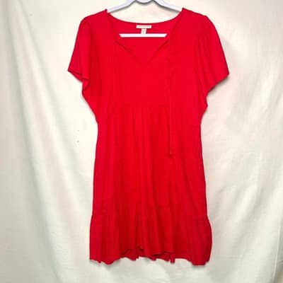 Knox Rose red flutter-sleeve V-neck Y2K Babydoll Strawberry dress XS - Thumbnail 3