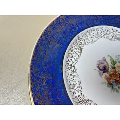 Lafayette China 22kt gold 10" plate cobalt blue rim - Thumbnail 5