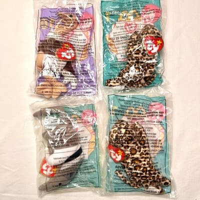 4 Ty Teenie Beanie Babies from McDonald's Promo - Freckles (2), Stretchy, Antsy - Thumbnail 2