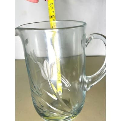 Colony Swan Lake etched Romanian crystal glass pitcher 9"h - Thumbnail 7
