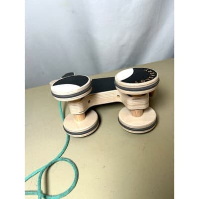 LOVEVERY The Pull Pup Wooden Push Pull Doggy Toy, Black/White/Natural Wood - Thumbnail 4
