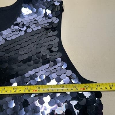 Black & Silver sequin sleeveless top XL - Thumbnail 5