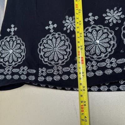 INC Black Silver Metallic Embroidered Medallions Shift Dress Beading - Thumbnail 7
