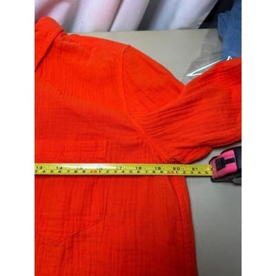 J.Crew orange classic-fit button-down shirt 100% cotton gauze fabric Size 8 - Thumbnail 8