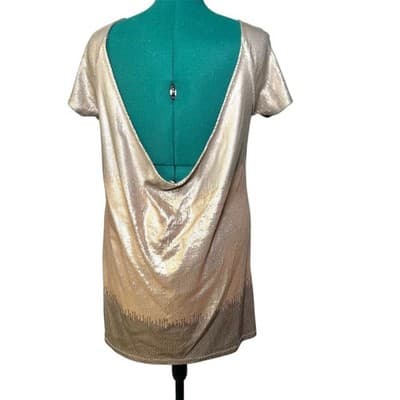 Free People Drenched in Sequins ombré metallic plunge back mini dress - Thumbnail 3
