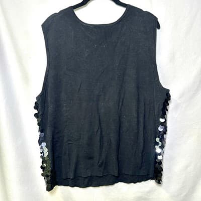 Black & Silver sequin sleeveless top XL - Thumbnail 3