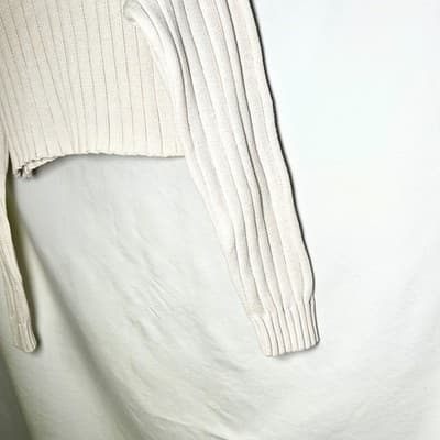 LA Hearts 100% Cotton cream ribbed knit mock neck cropped sweater Medium - Thumbnail 3