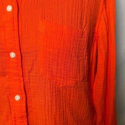 J.Crew orange classic-fit button-down shirt 100% cotton gauze fabric Size 8 - Thumbnail 4