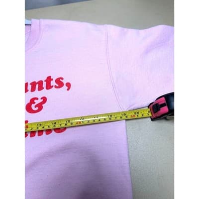 pink crewneck "Sweatpants, wine, & true crime"sweatshirt Small - Thumbnail 5
