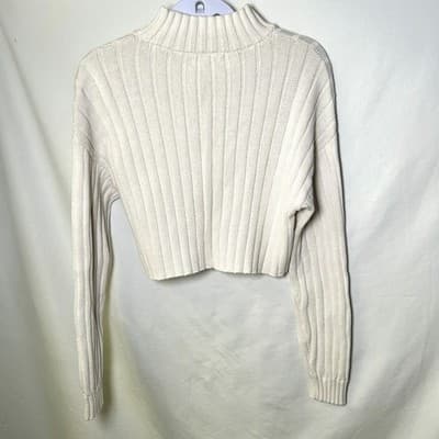 LA Hearts 100% Cotton cream ribbed knit mock neck cropped sweater Medium - Thumbnail 4